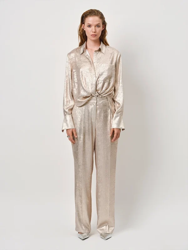 Blouse Dante6 / Cathin Metallic Long Shirt Champagne - Afbeelding 5