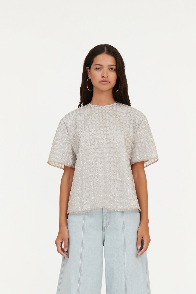 Top Rotate Birger Christensen / Beaded Oversized Top Doeskin - Afbeelding 2