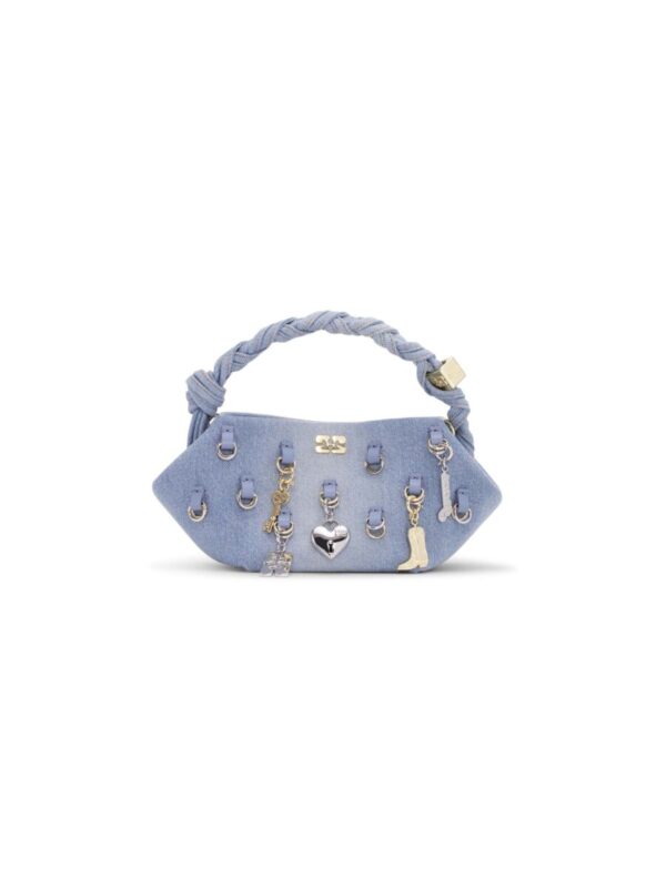 Tas Ganni / Ganni Bou Bag Mini Washed Denim Charms Faded Denim