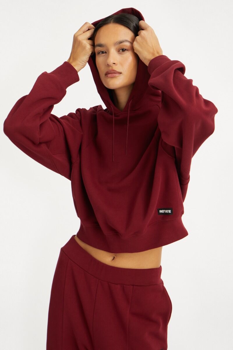 Trui Rotate Birger Christensen / Terry Back Cropped Hoodie Zinfandel - Afbeelding 2
