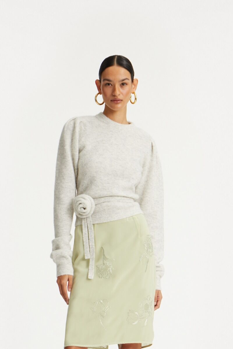 Trui Rotate Birger Christensen / Knit Puffsleeve Crewneck Snow White - Afbeelding 2