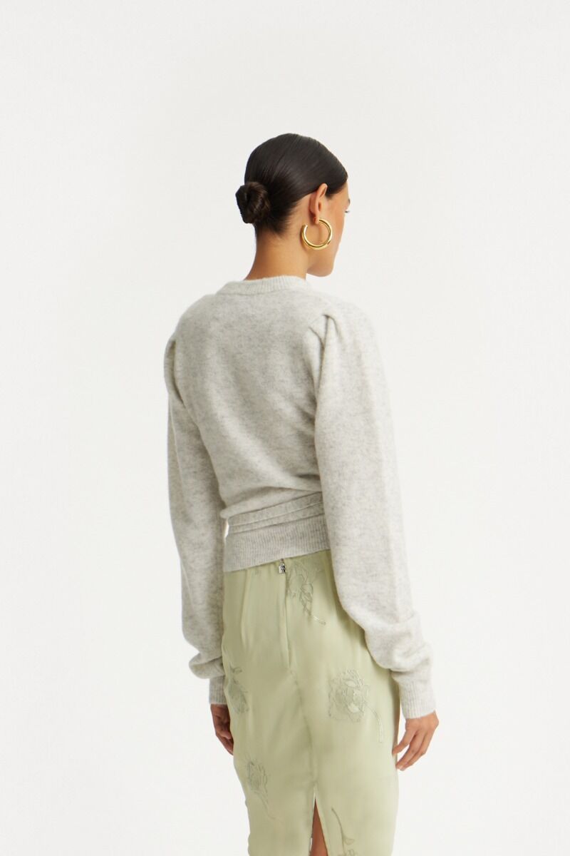 Trui Rotate Birger Christensen / Knit Puffsleeve Crewneck Snow White - Afbeelding 4