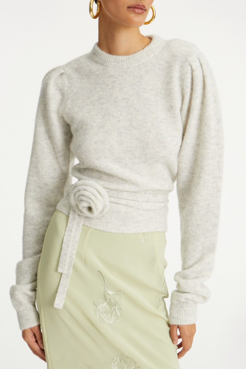 Trui Rotate Birger Christensen / Knit Puffsleeve Crewneck Snow White - Afbeelding 3