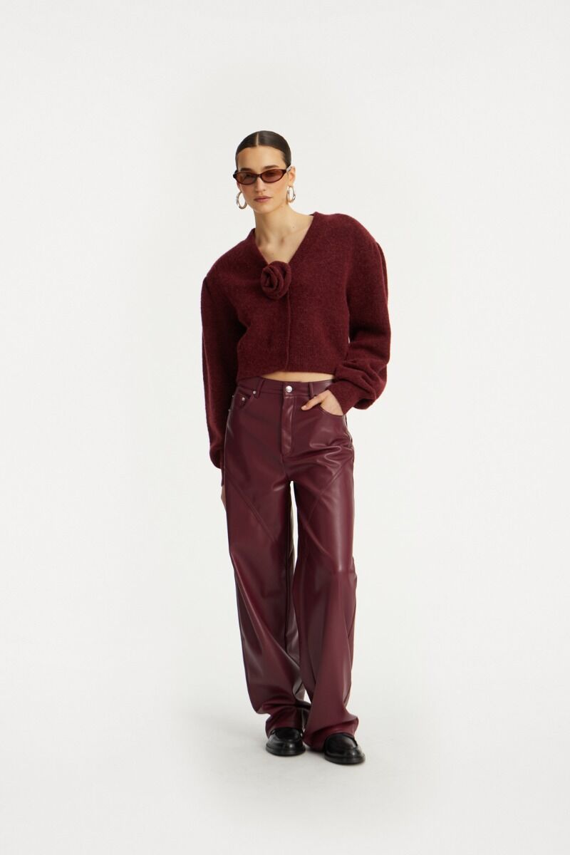 Broek Rotate Birger Christensen / Mid Waisted Piping Pants Zinfandel - Afbeelding 2