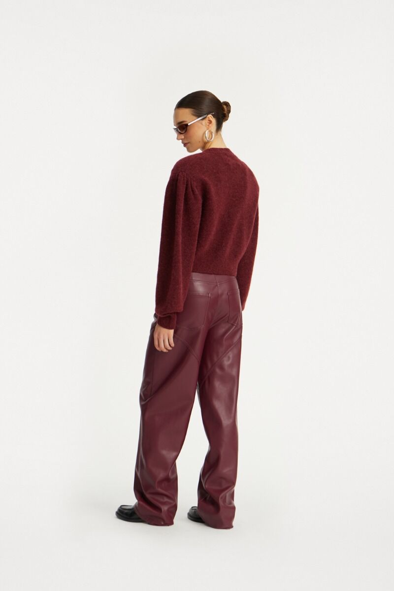 Broek Rotate Birger Christensen / Mid Waisted Piping Pants Zinfandel - Afbeelding 4