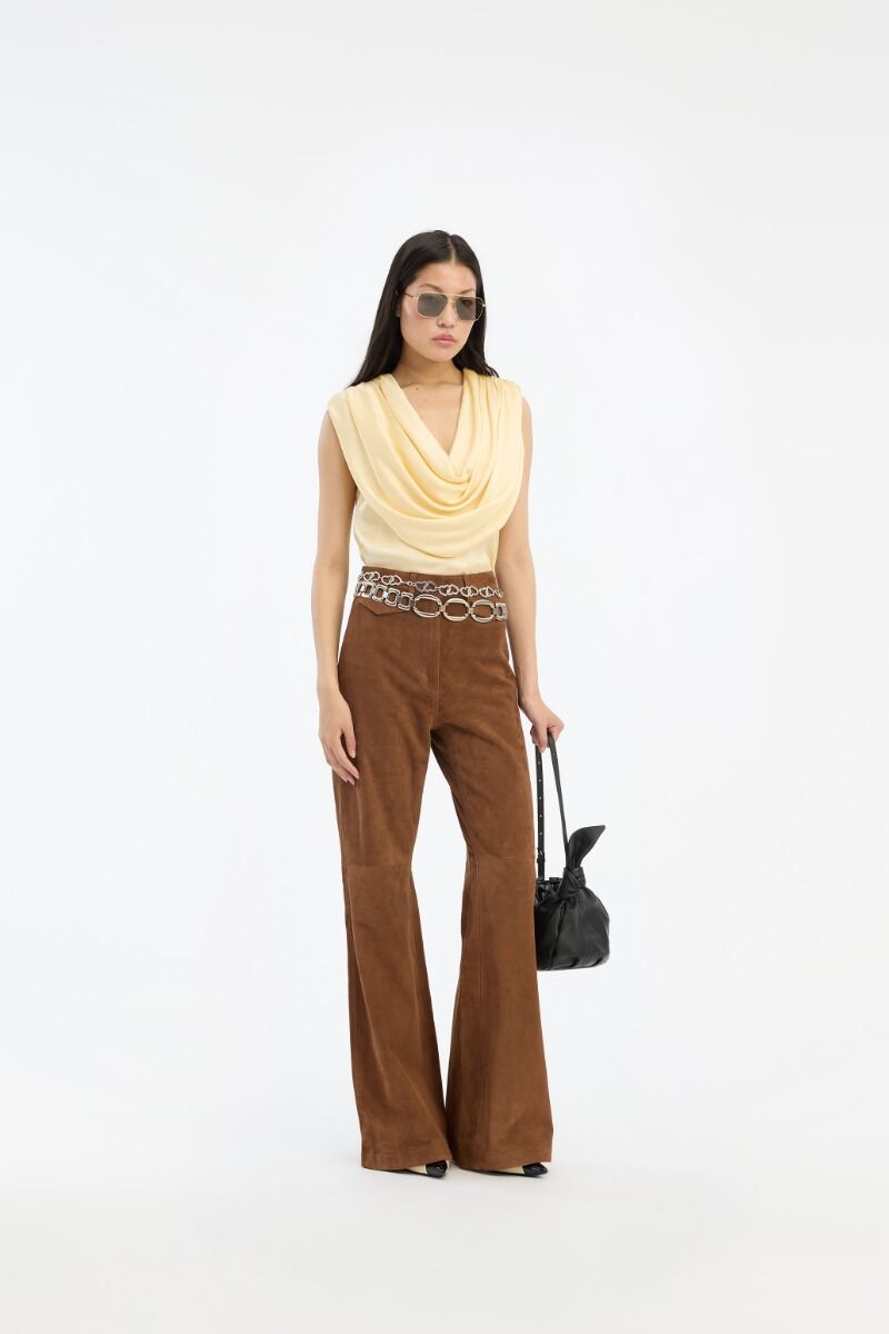 Broek Rotate Birger Christensen / Suede Highwaisted Pants Bison - Afbeelding 2
