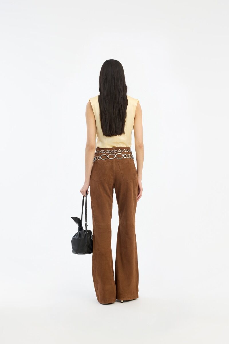Broek Rotate Birger Christensen / Suede Highwaisted Pants Bison - Afbeelding 3