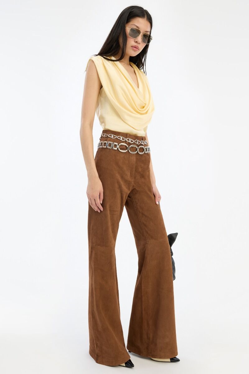 Broek Rotate Birger Christensen / Suede Highwaisted Pants Bison - Afbeelding 4