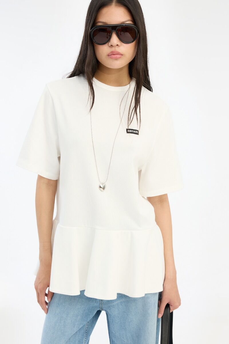 Shirt Rotate Birger Christensen / Peplum T-shirt Birght White - Afbeelding 4