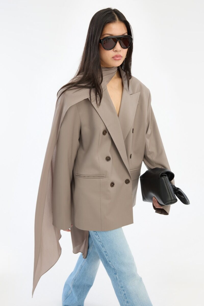 Blazer Rotate Birger Christensen / Oversized Scarf Blazer Driftwood - Afbeelding 4