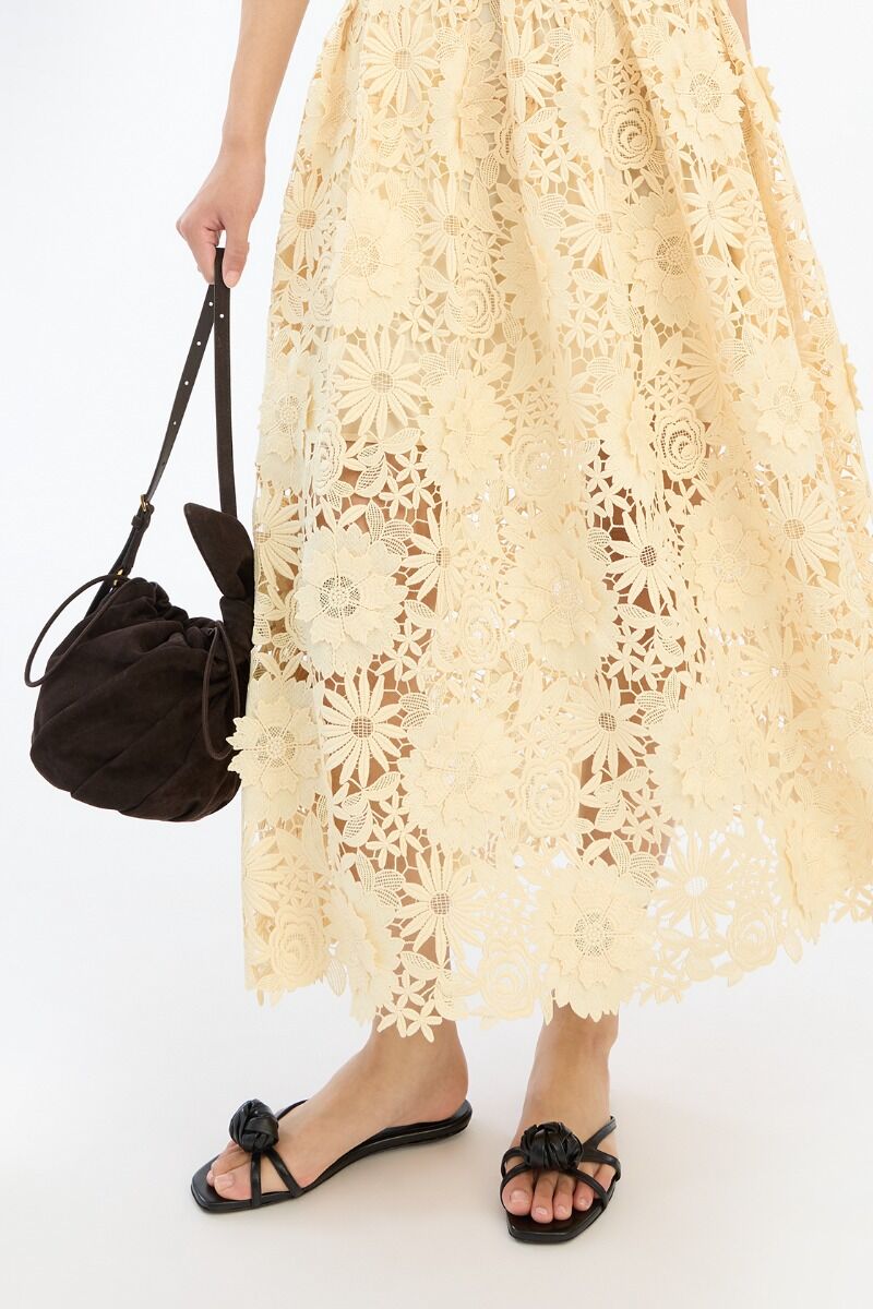 Rok Rotate Birger Christensen / 3D Lace Midi Skirt Italian Straw - Afbeelding 5