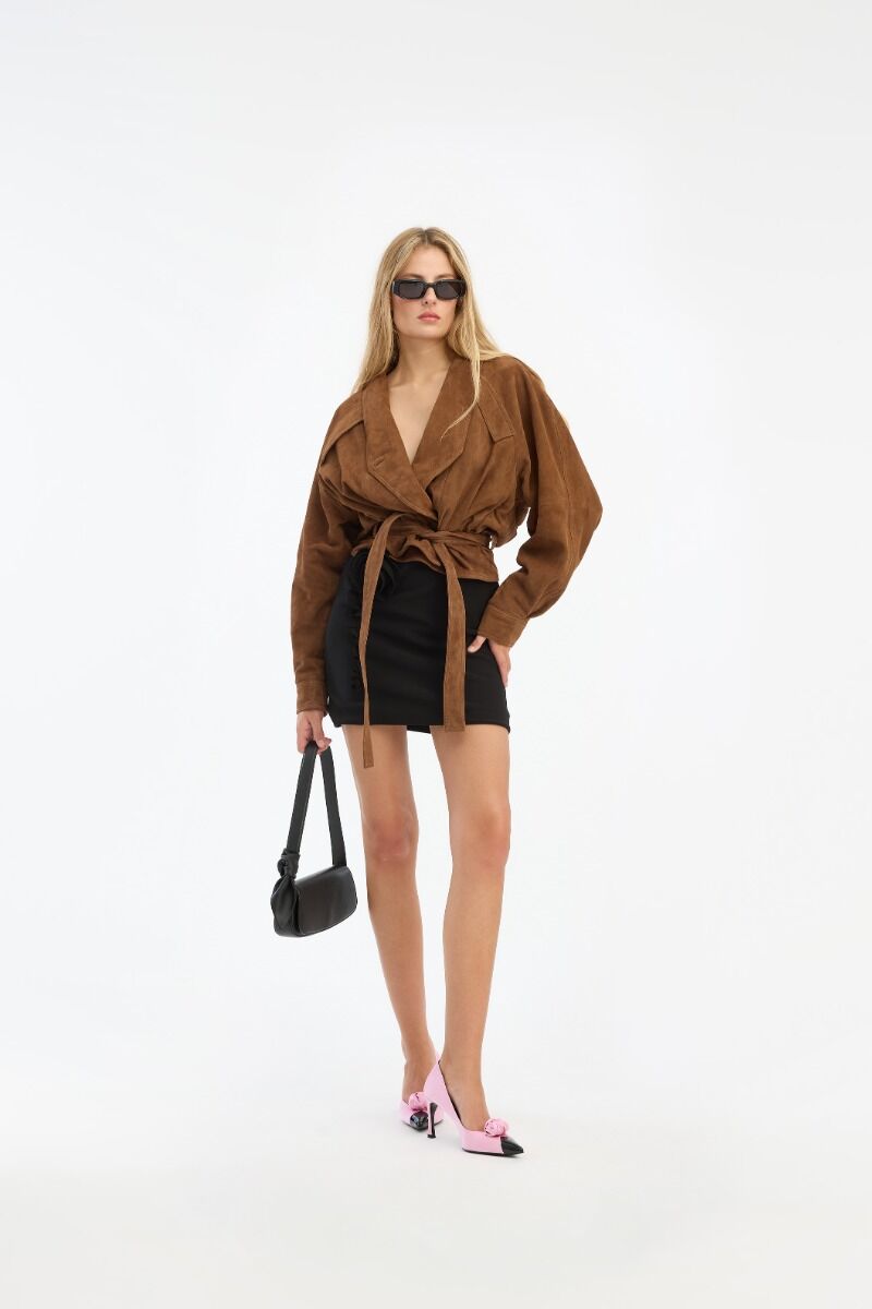 Jack Rotate Birger Christensen / Suede Bomber Jacket Bison - Afbeelding 2