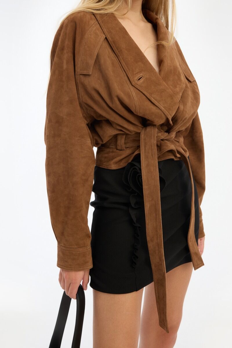 Jack Rotate Birger Christensen / Suede Bomber Jacket Bison - Afbeelding 4