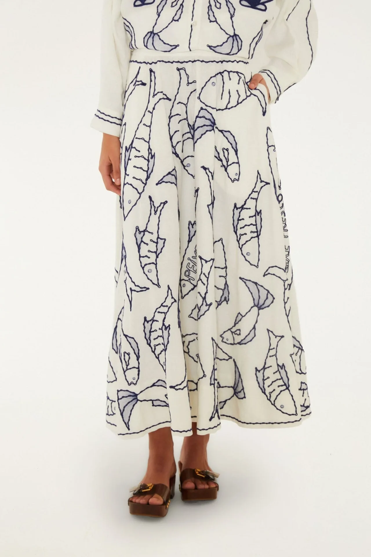 Rok Farm Rio / Fresh Fish Midi Off-White - Afbeelding 4