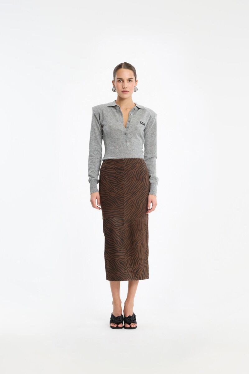 Top Rotate Birger Christensen / Wool Longsleeve Polo Frost Grey - Afbeelding 3