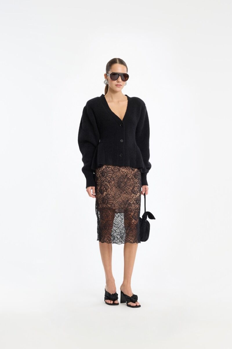 Vest Rotate Birger Christensen / Knit Peplum Cardigan Black - Afbeelding 2