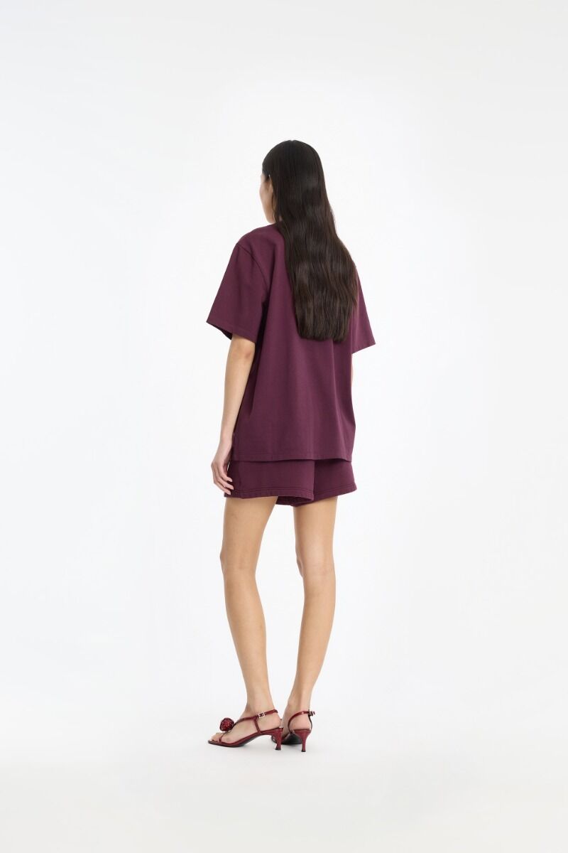 T-Shirt Rotate Birger Christensen / Jersey Oversized T-Shirt Winetasting - Afbeelding 4