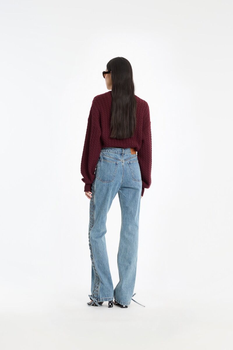 Trui Rotate Birger Christensen / Cable Crewneck Sweater Decadent Chocolate - Afbeelding 4