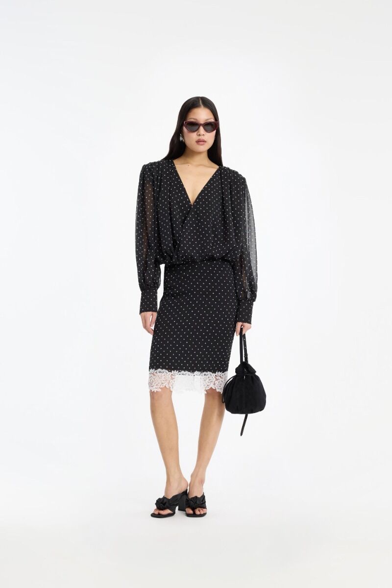 Rok Rotate Birger Christensen / Laceband Pencil Black - Afbeelding 3