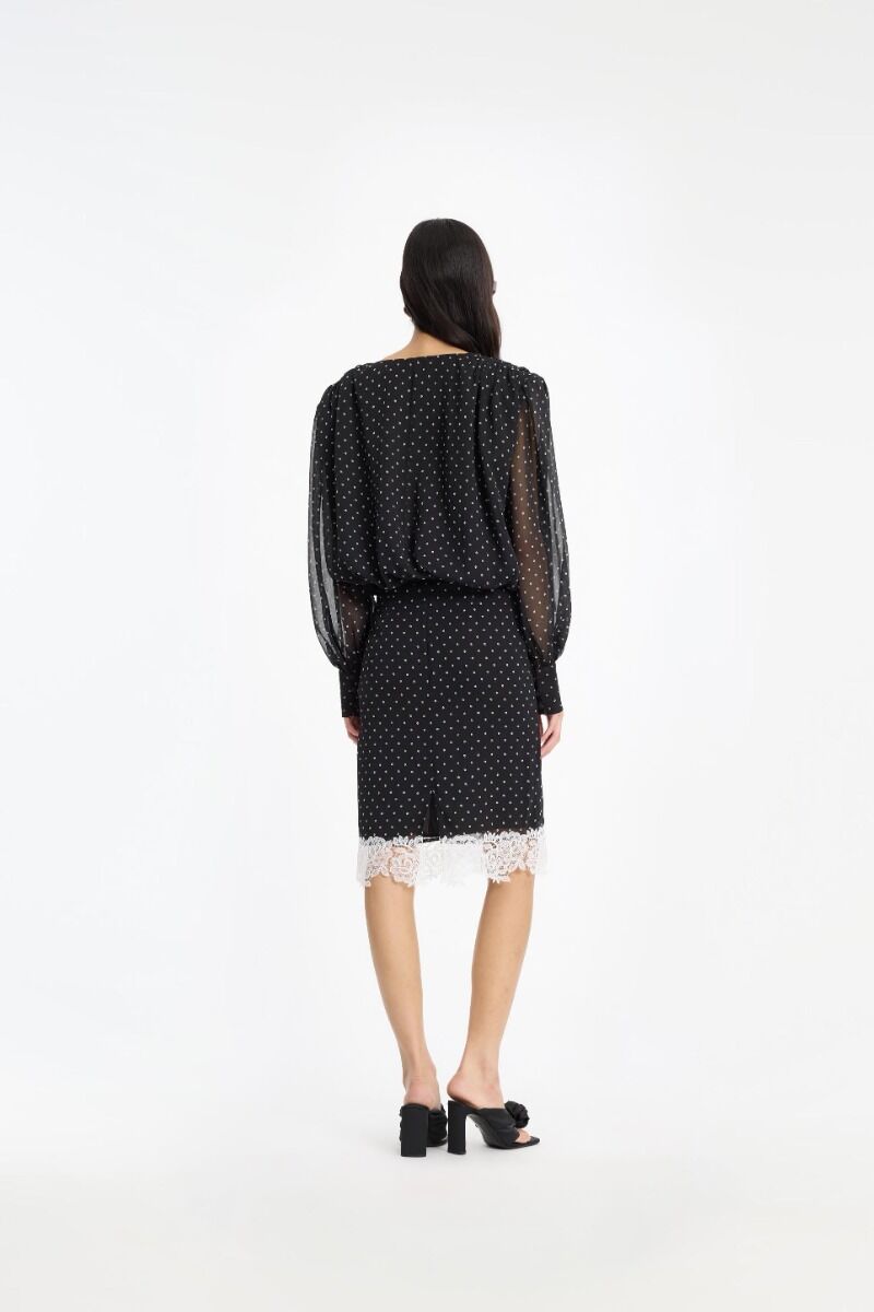Rok Rotate Birger Christensen / Laceband Pencil Black - Afbeelding 4