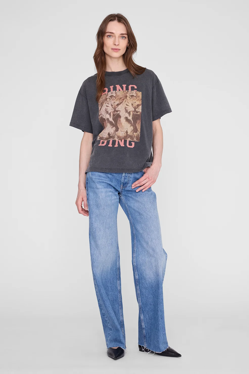T-shirt Anine Bing / Cade Tiger Washed Black - Afbeelding 2