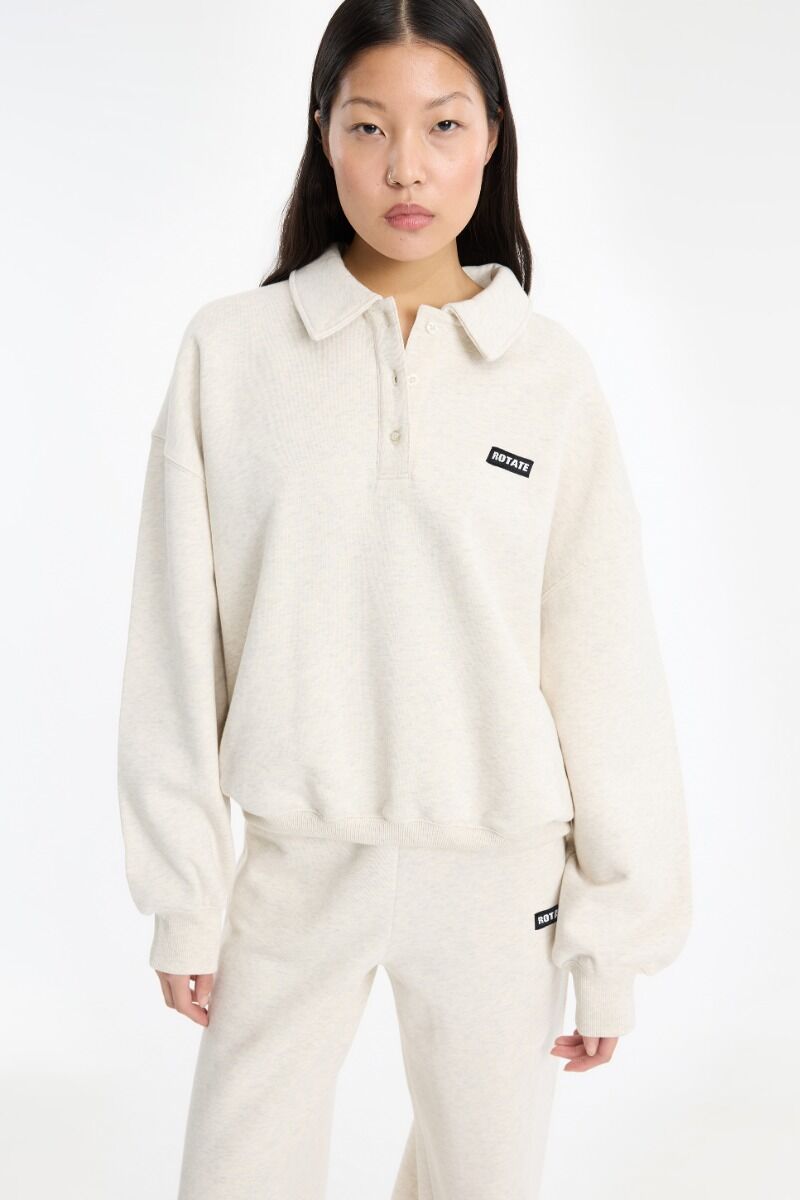 Trui Rotate Birger Christensen / Classic Sweat Polo White Melange - Afbeelding 4