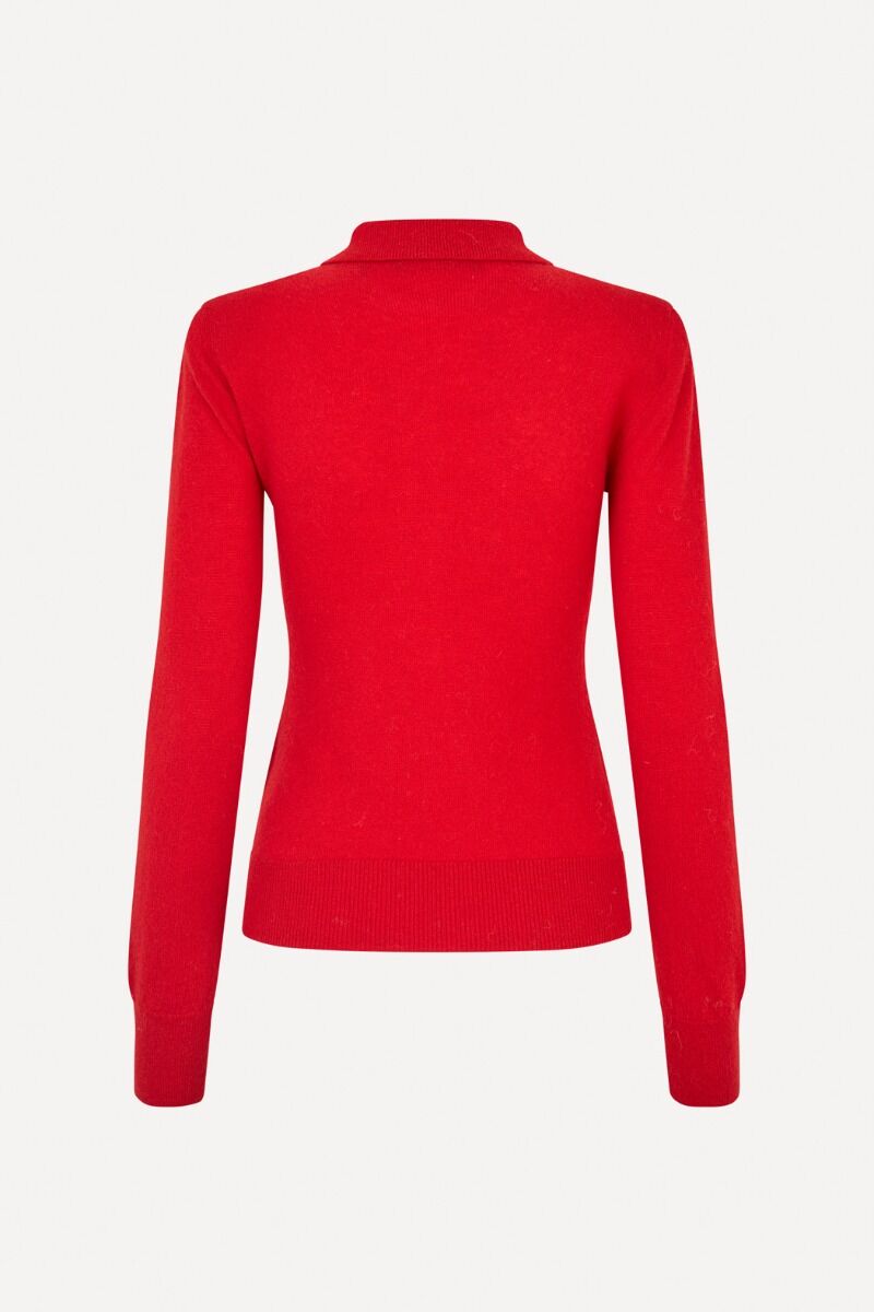 Top Rotate Birger Christensen / Wool Longsleeve Polo Scooter Red - Afbeelding 6